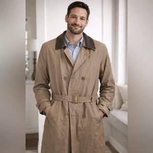 RAINFOREST Tan Trench Coat with Dark Collar